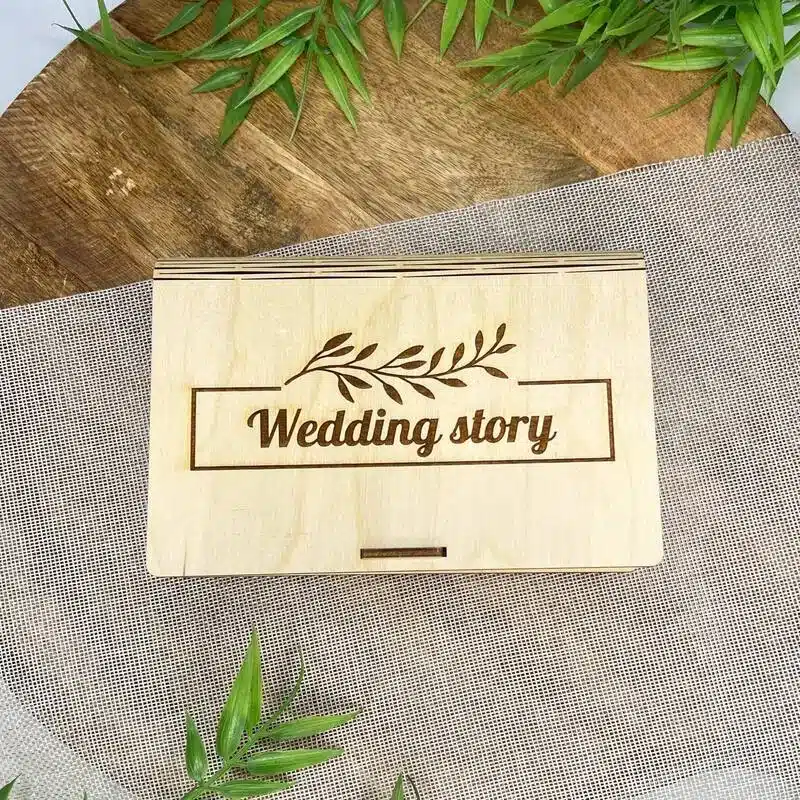 Cutie pentru poze și USB-stick „Wedding Story”