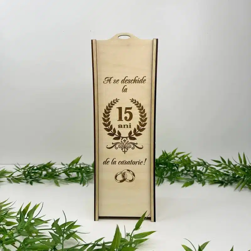 Cutie pentru Sticlă de Vin "15 An De Căsătorie"
