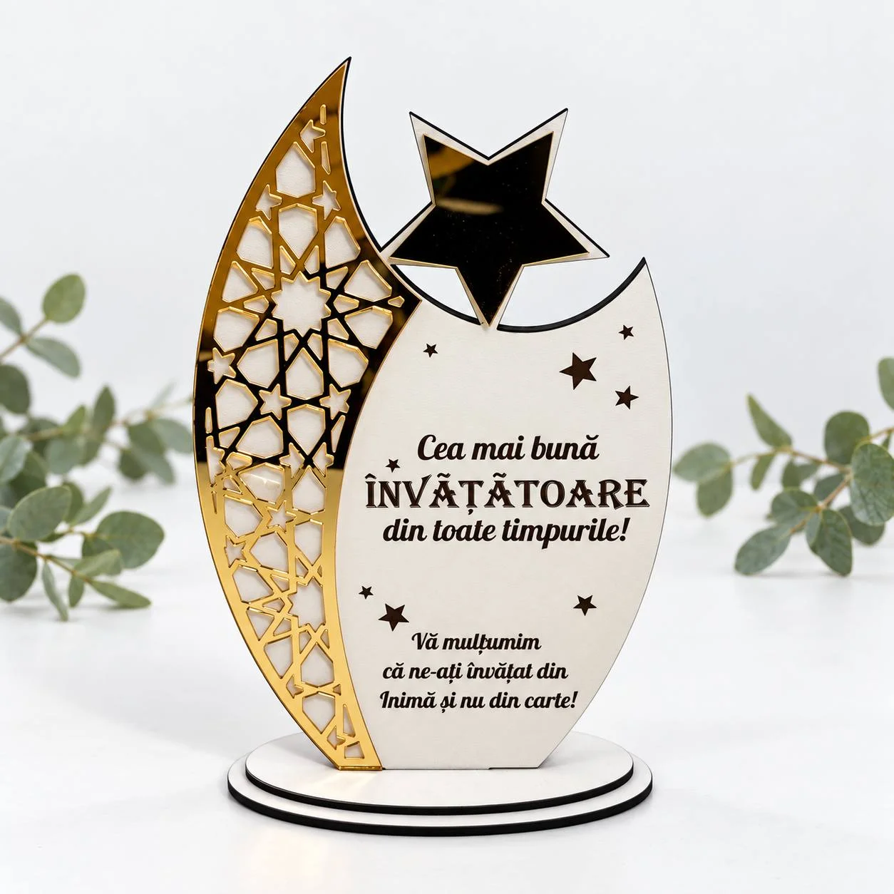 Trofeu personalizat „Cea mai bună învățătoare”