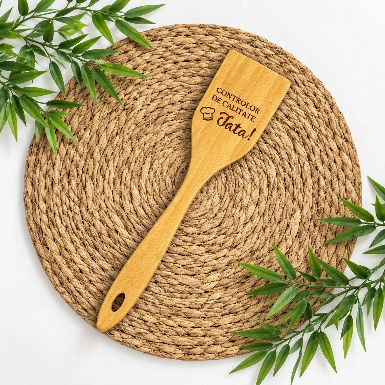 Spatulă din lemn personalizată „Controlor de calitate – Tata!”