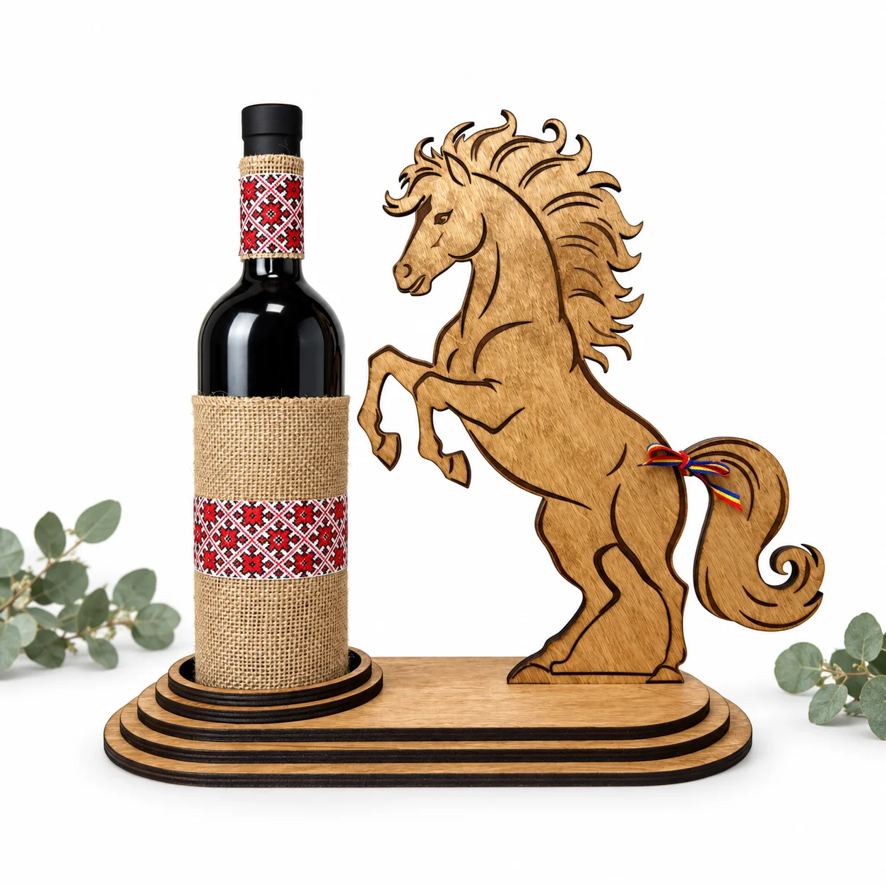 Suport pentru o sticlă de vin "Calul"