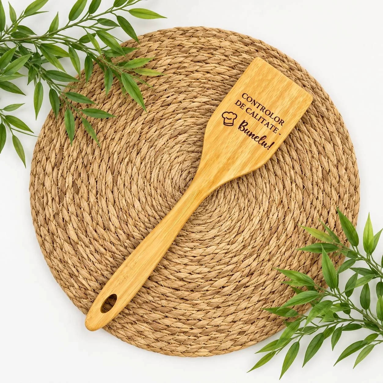Spatulă din lemn personalizată „Controlor de calitate – Bunelu!”