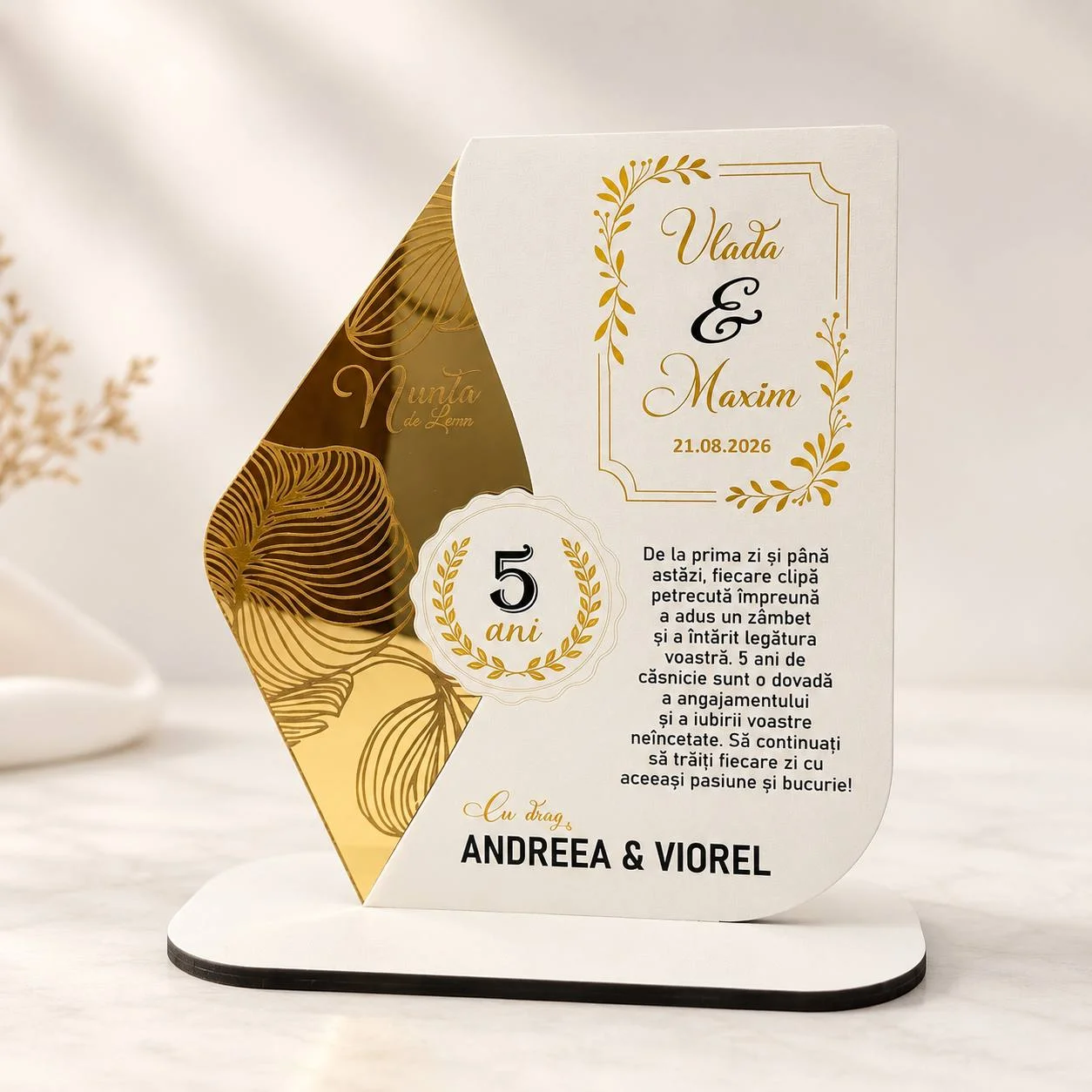 Trofeu Personalizat Pentru Aniversarea Căsătoriei