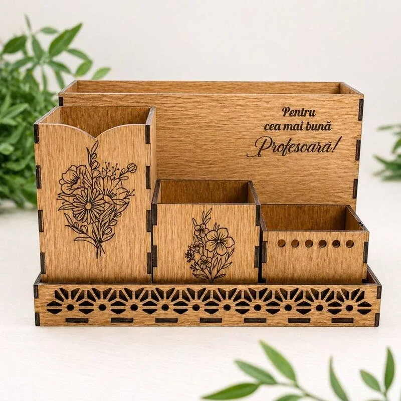 Organizator personalizat pentru Profesoară – model floral, vopsit